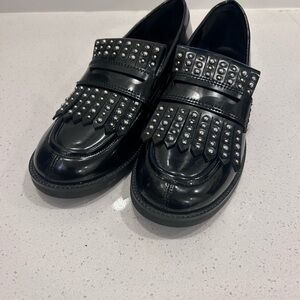 Women’s Black Studded Kiltie Loafers